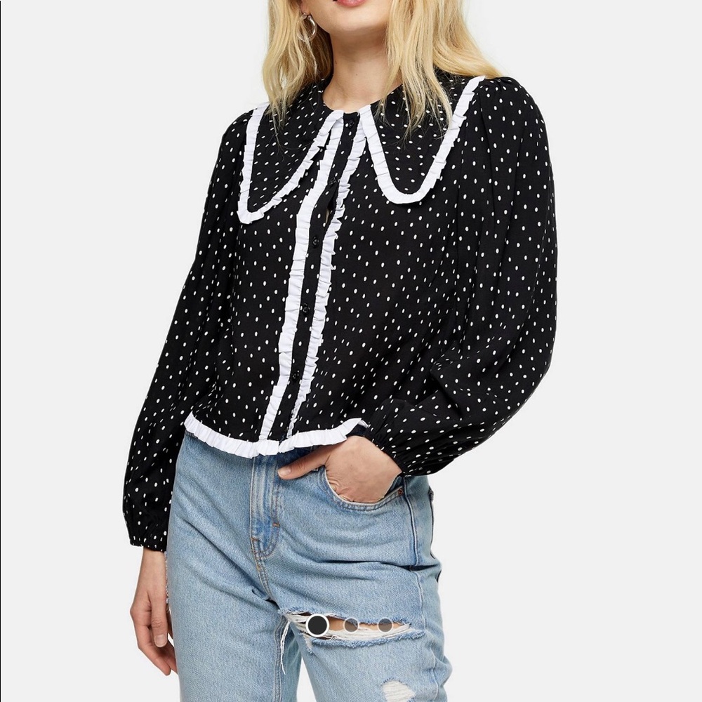 TopShop Polka Dot Button Up Top